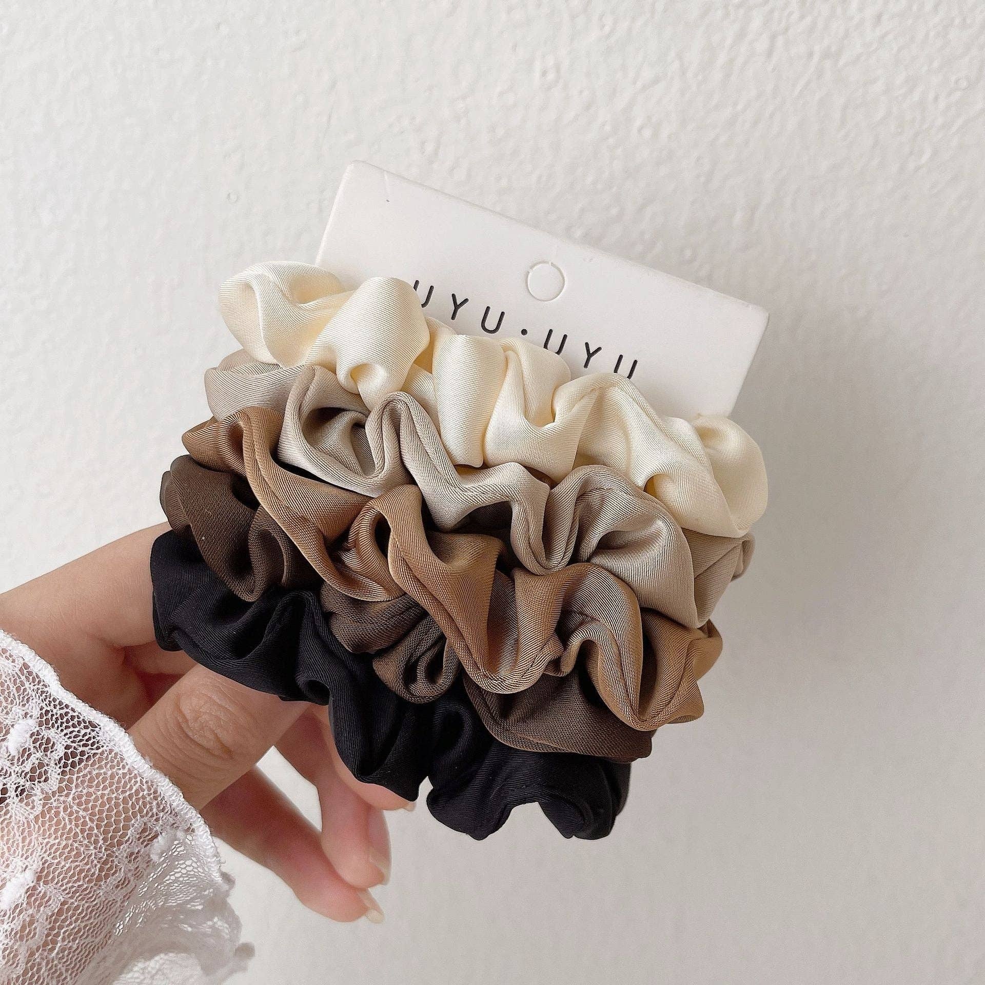 Satin Hair Scrunchies (5 total)