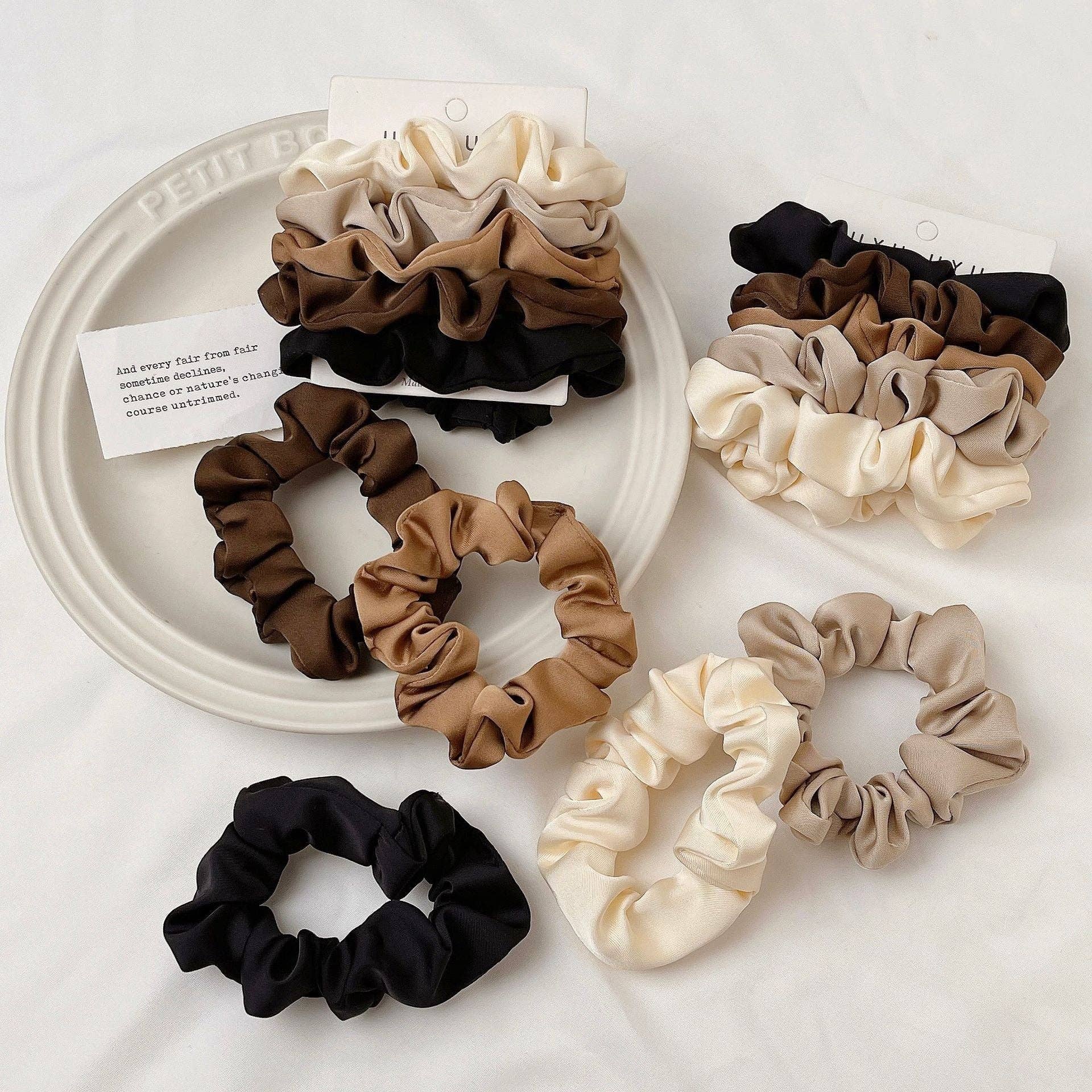 Satin Hair Scrunchies (5 total)