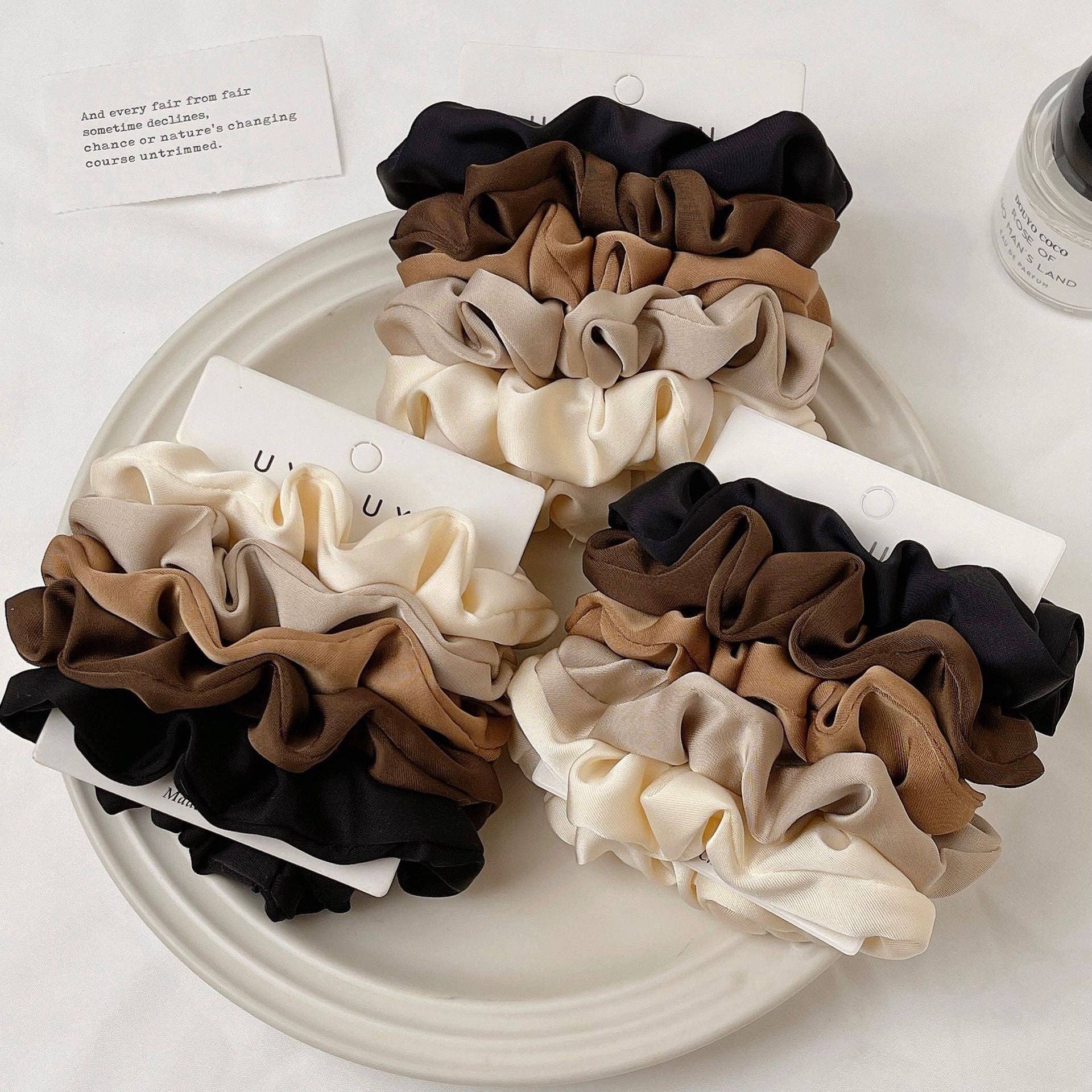 Satin Hair Scrunchies (5 total)