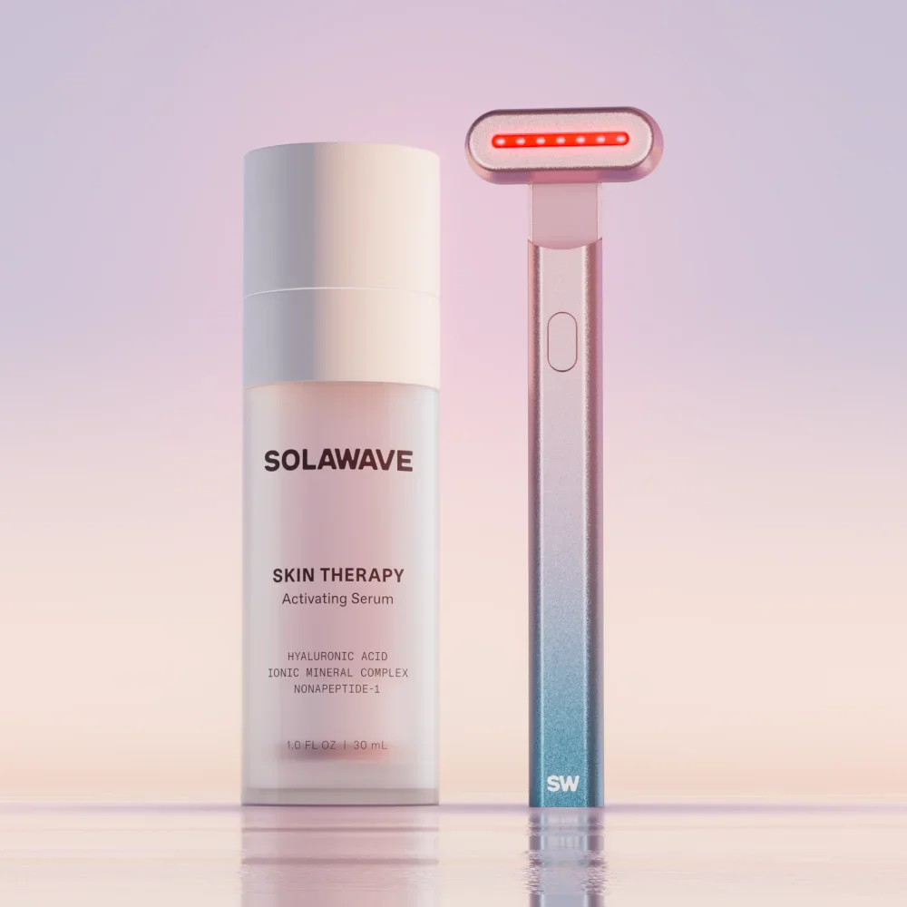 SOLAWAVE 4-in-1 Red Light Therapy Skincare Wand & Activating Serum Kit