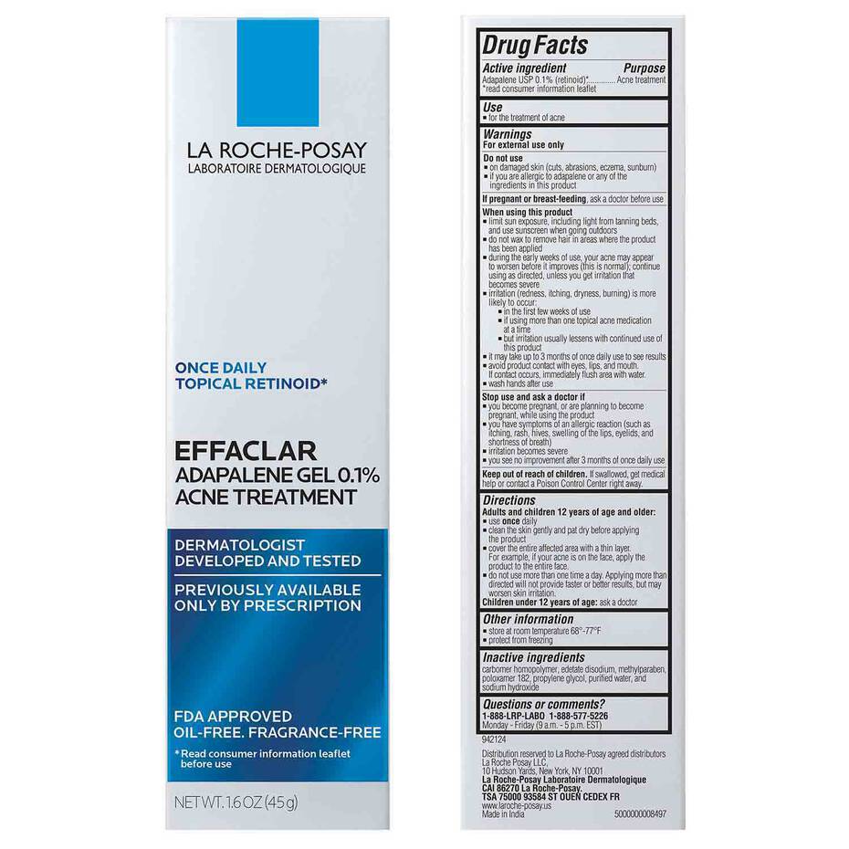 La Roche Posay Effaclar Adapalene Gel 0.1% Topical Retinoid For Acne