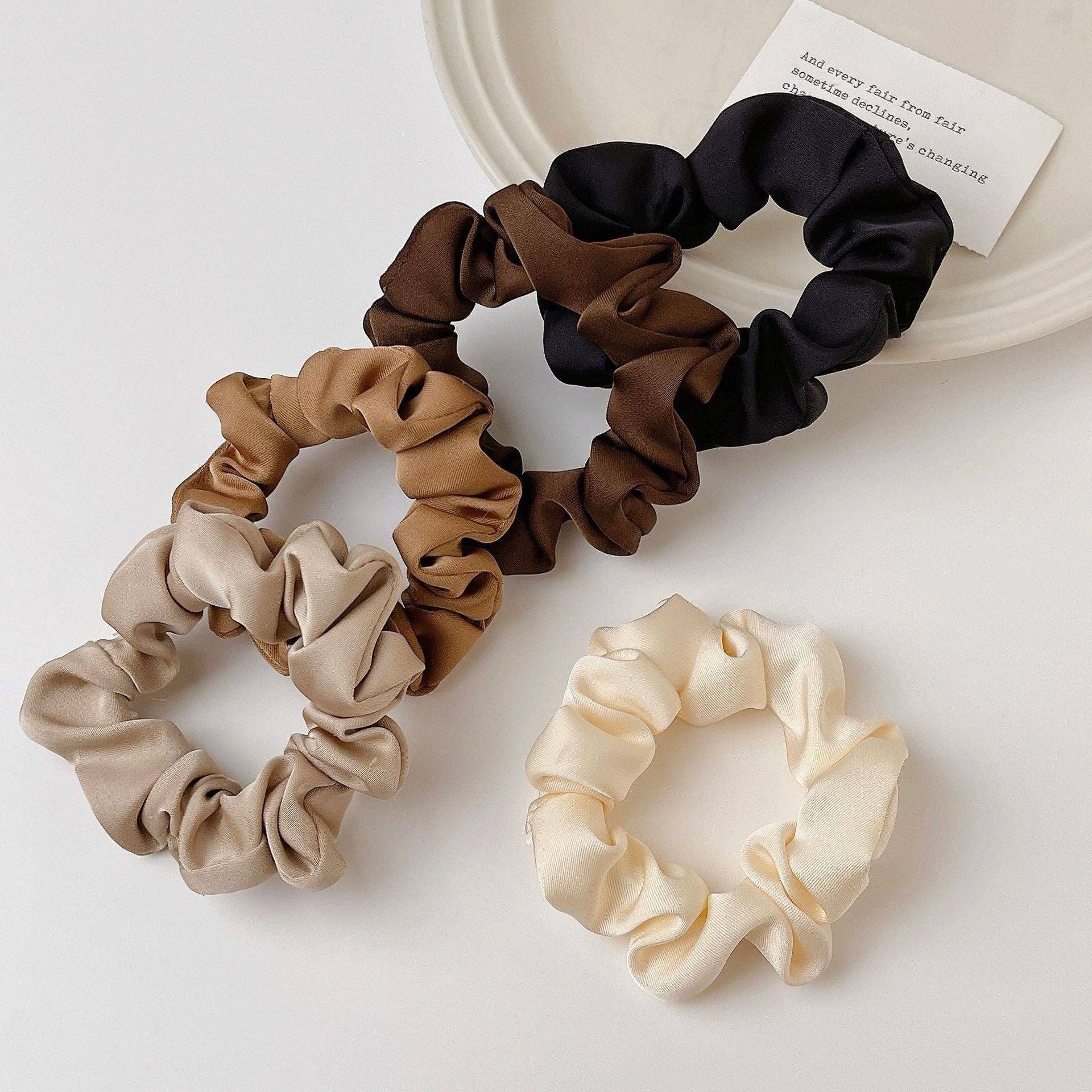 Satin Hair Scrunchies (5 total)