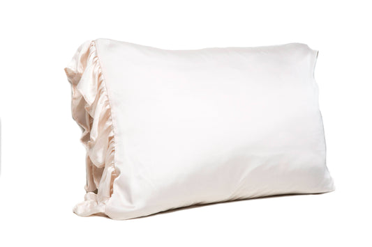 Bella Sleep & Spa Satin Pillowcase with Ruffle - Ivory: King